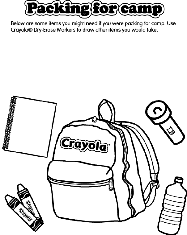 Packing for Camp coloring page