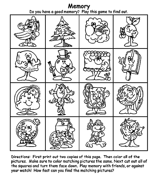 Memory Matching Game coloring page
