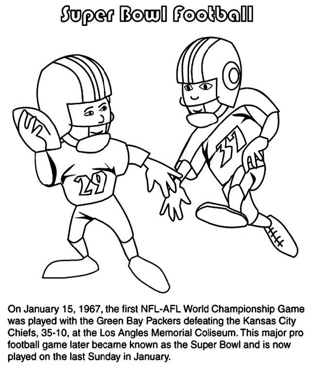 First Super Bowl Football Game coloring page