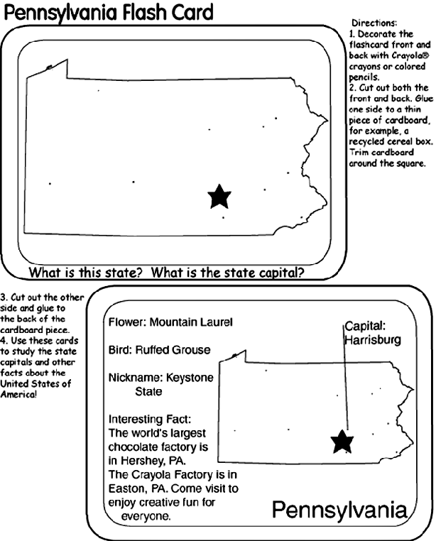 US State Flash Cards - Pennsylvania coloring page