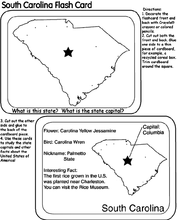 US State Flash Cards - South Carolina coloring page