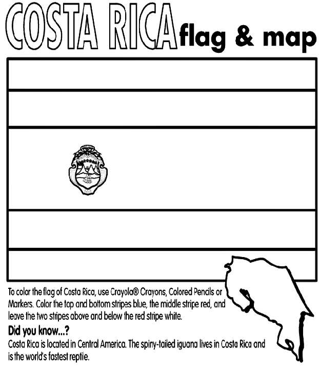 Costa Rica Flag Coloring Page Costa Rica crayolacouk