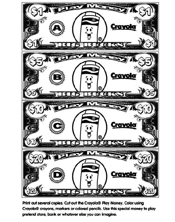 fake money coloring pages for kids - photo #13