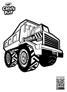 big black and white tonka truck with giant wheels