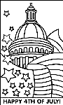 July 4th Capitol and Flag coloring page
