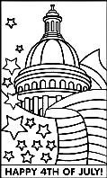 July 4th Capitol and Flag coloring page