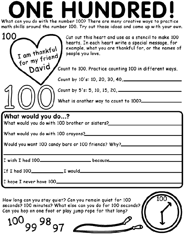 One Hundred! coloring page