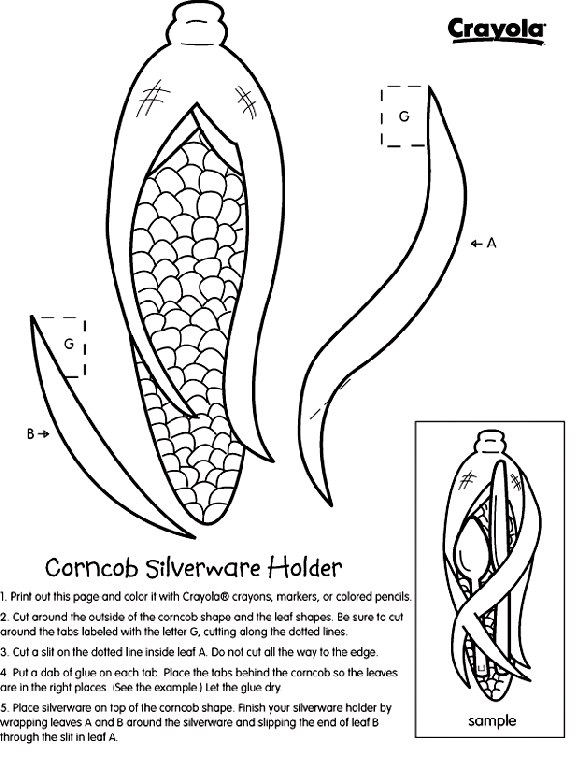 Corn Place Setting coloring page