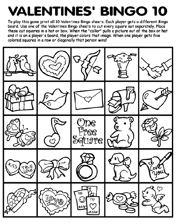 Valentine's Bingo 10 coloring page