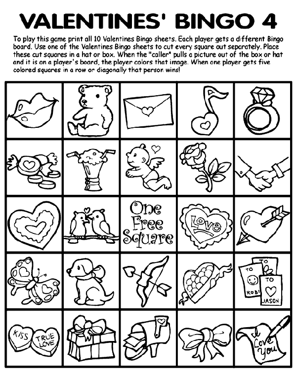 Valentine's Bingo 4 coloring page