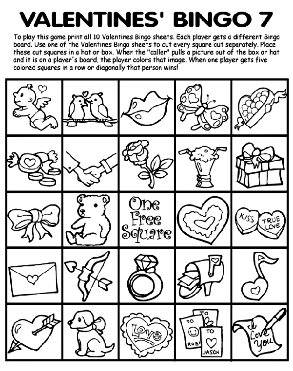 Valentine's Bingo 7 coloring page