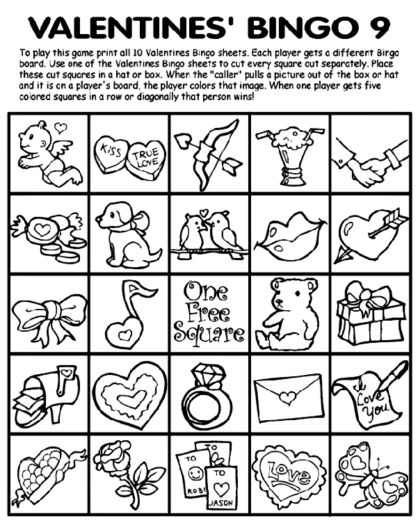 Valentine's Bingo 9 coloring page