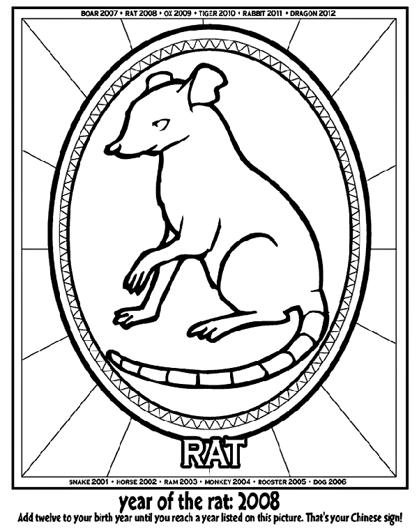 Chinese New Year - Year of the Rat coloring page