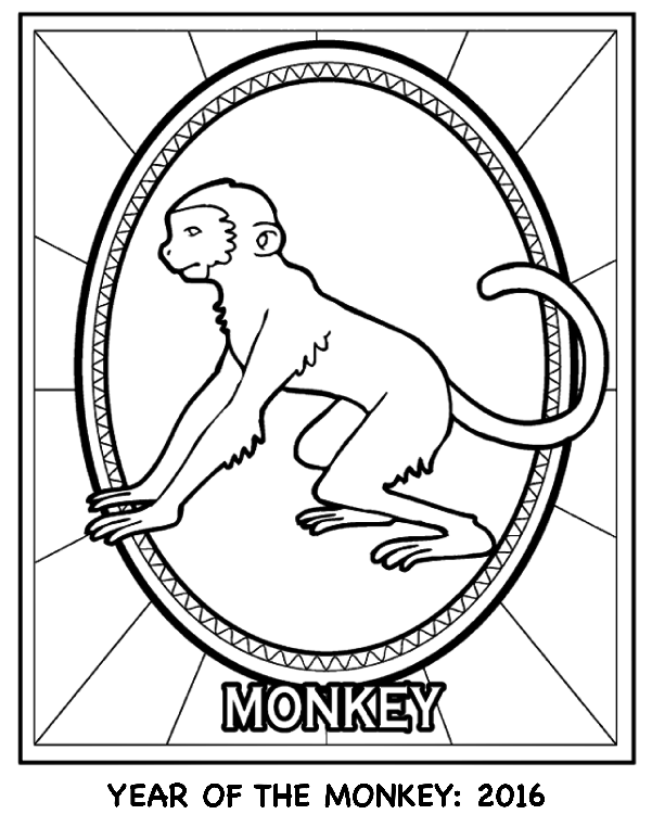 Chinese New Year - Year of the Monkey coloring page
