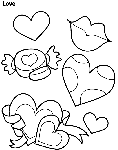 Hearts and Kisses coloring page