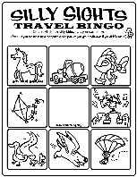 Silly Sights Travel Bingo coloring page