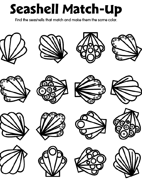 Seashell Match-Up coloring page