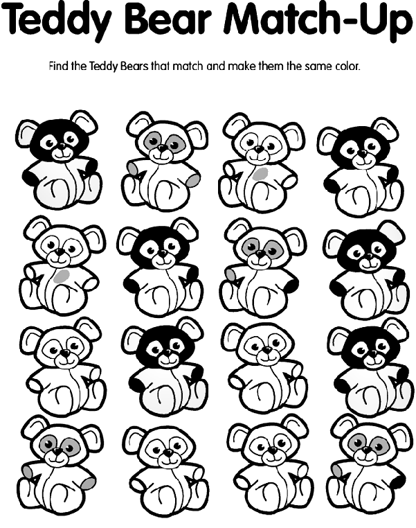 Teddy Bear Match-Up coloring page