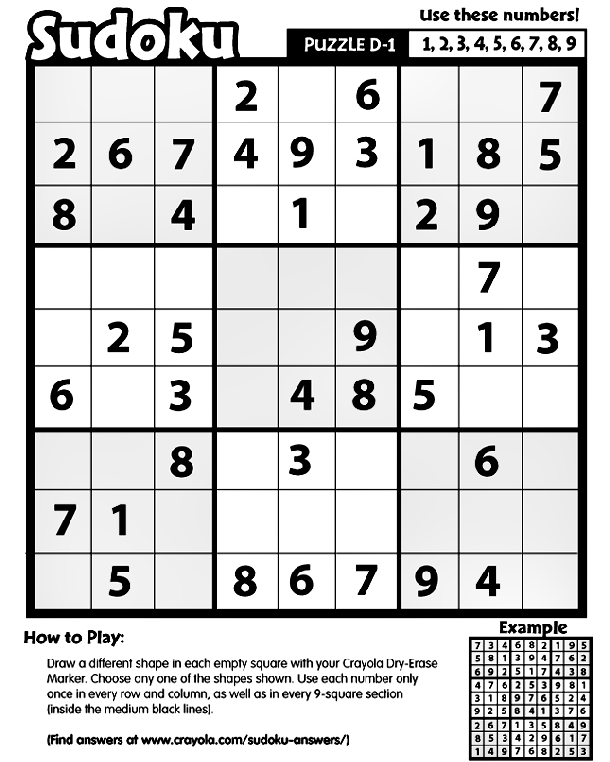 Sudoku D-1 coloring page