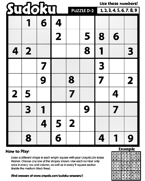 Sudoku D-2 coloring page