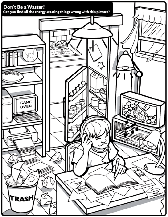 Don't Be a Waster! coloring page