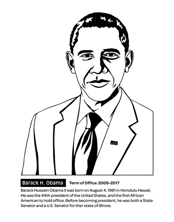 U.S. President Barack Obama coloring page