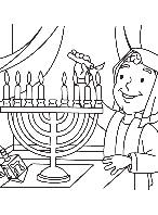 Lighting the Menorah coloring page