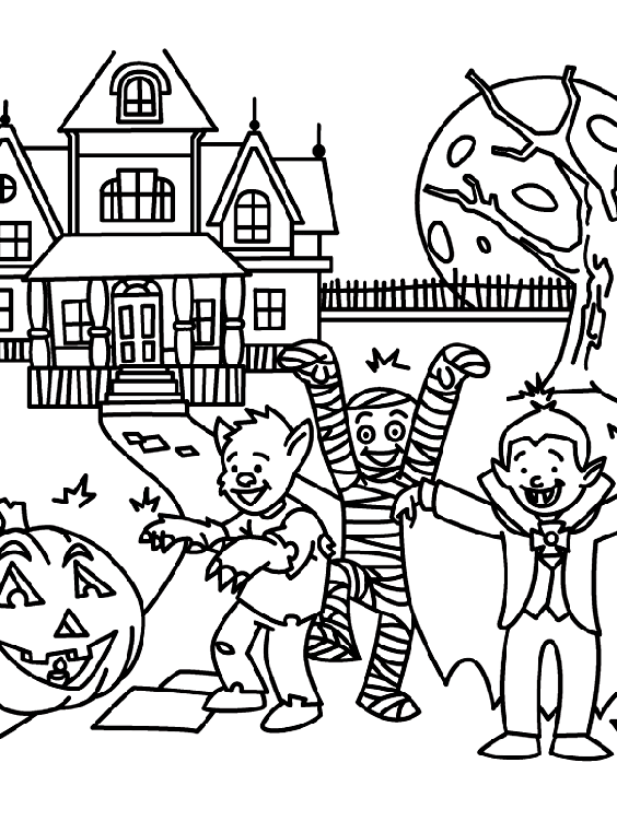 Tricking for Treats coloring page