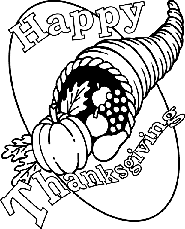 Thanksgiving Cornucopia coloring page