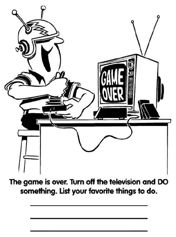 Game's Over - Turn off the TV coloring page