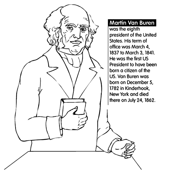 U.S. President Martin Van Buren coloring page