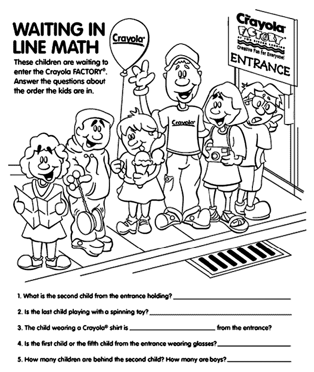 Waiting In Line Math - Line Ordinal coloring page