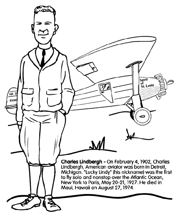 Charles Lindbergh coloring page