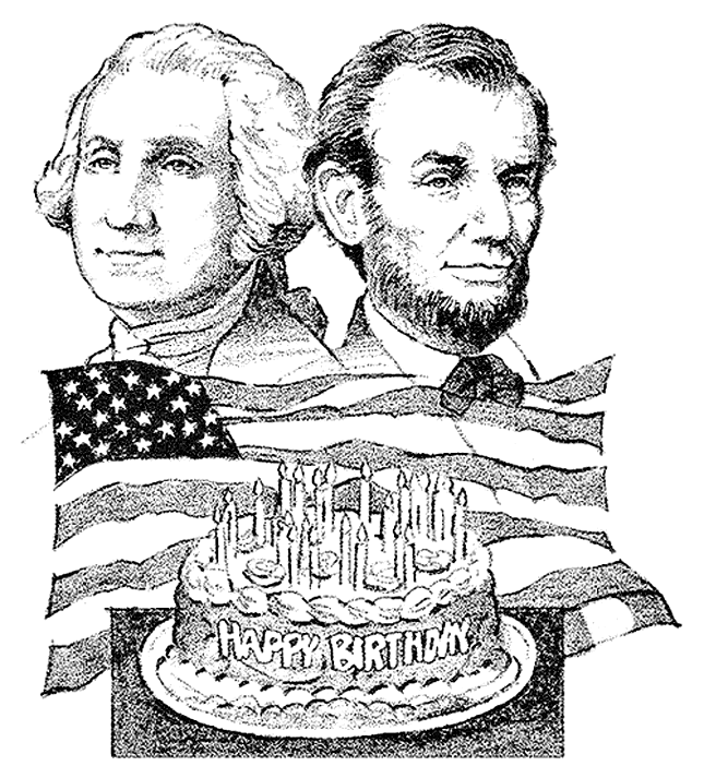 Happy Birthday, Presidents Washington and Lincoln coloring page