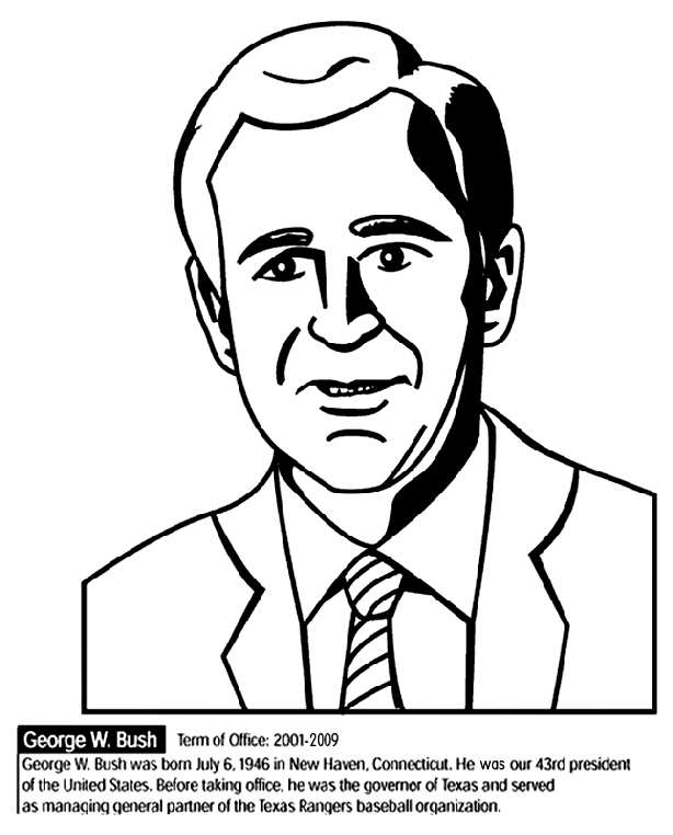 U.S. President George W. Bush coloring page