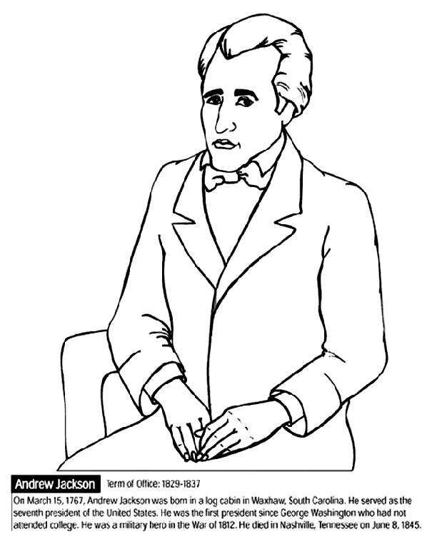 U.S. President Andrew Jackson coloring page