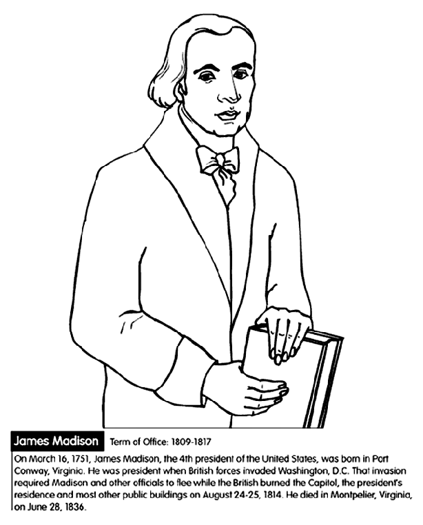 U.S. President James Madison coloring page