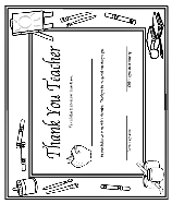 &#39;Thank You, Teacher&#39; Certificate coloring page