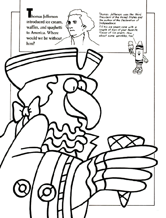 Jefferson Loved Ice Cream coloring page