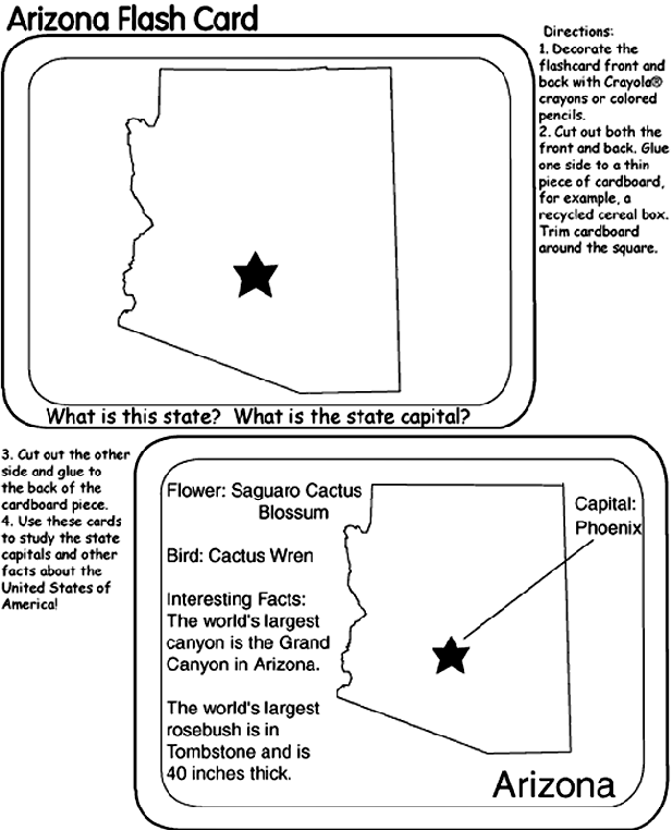 US State Flash Cards - Arizona coloring page