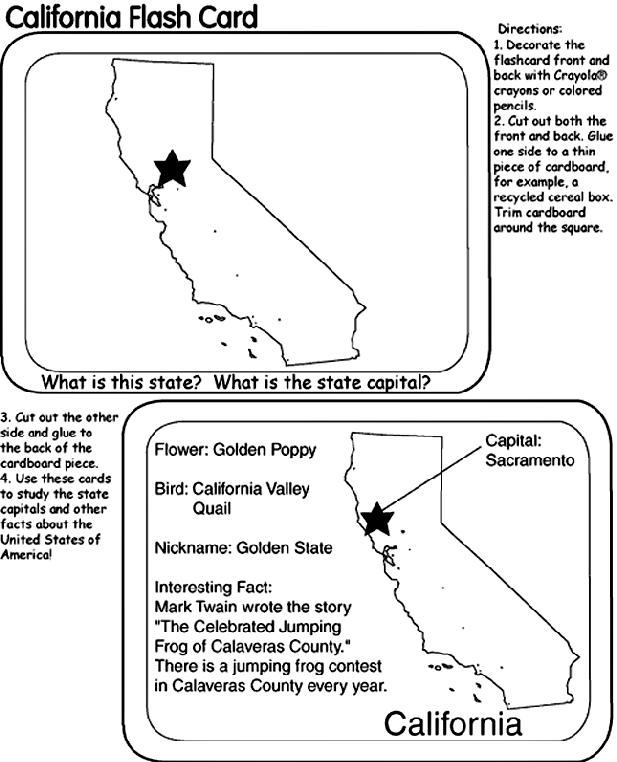 US State Flash Cards - California coloring page