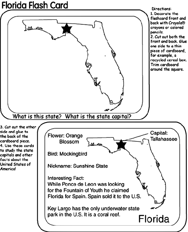 US State Flash Cards - Florida coloring page