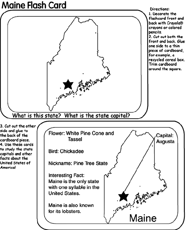 US State Flash Cards - Maine coloring page