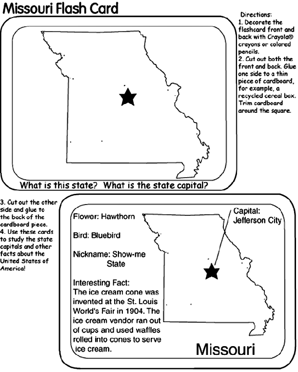 US State Flash Cards - Missouri coloring page