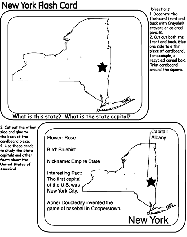 US State Flash Cards - New York coloring page
