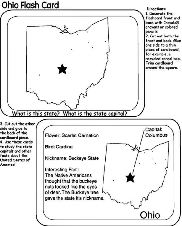 US State Flash Cards - Ohio coloring page