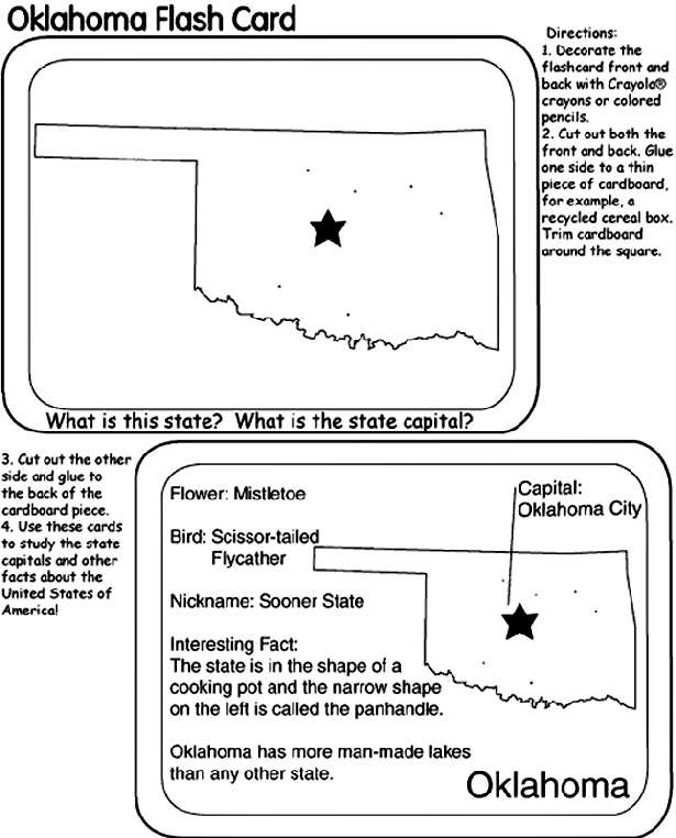 US State Flash Cards - Oklahoma coloring page