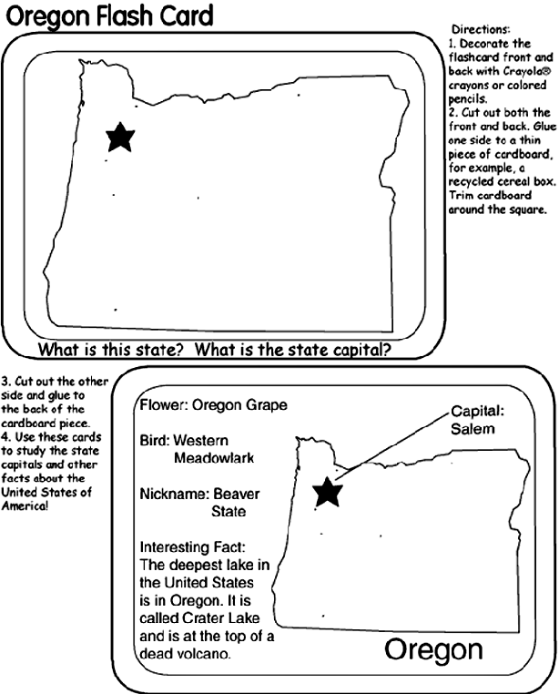 US State Flash Cards - Oregon coloring page