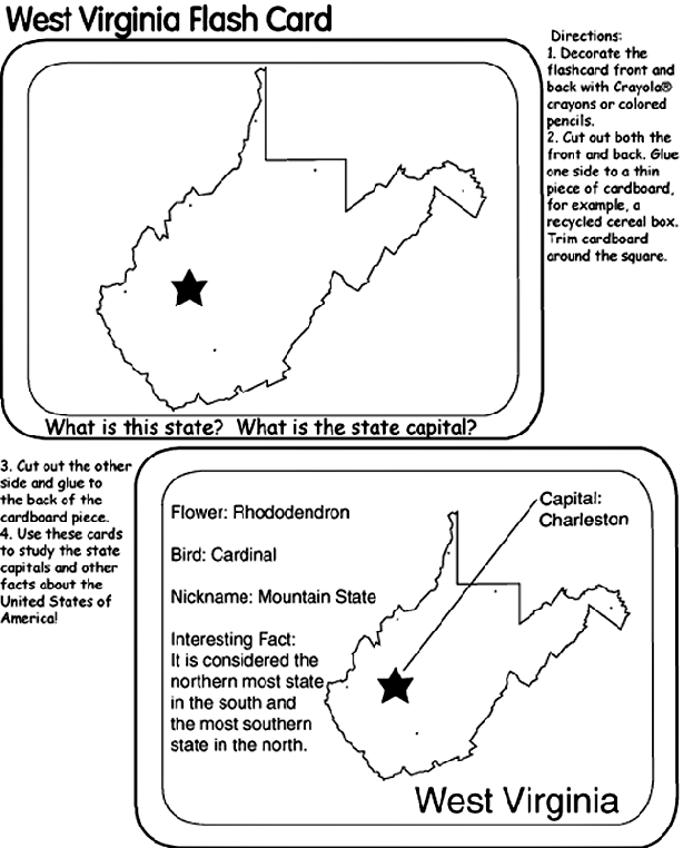 US State Flash Cards - West Virginia coloring page