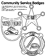 Community Service Badges coloring page